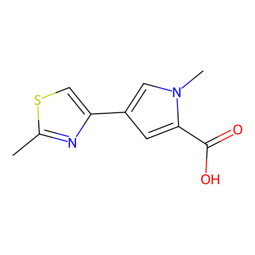 1-methyl-4-(2-methyl-1,3-thiazol-4-yl)-1H-pyrrole-2-carboxylic acid structure