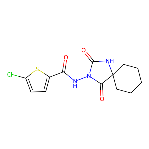 5-chloro-N-(2,4-dioxo-1,3-diazaspiro[4.5]decan-3-yl)thiophene-2-carboxamide structure