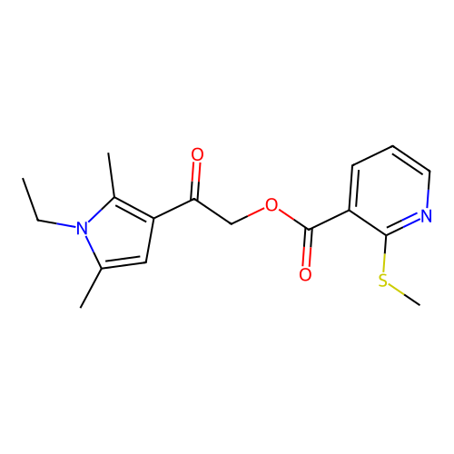 [2-(1-ethyl-2,5-dimethylpyrrol-3-yl)-2-oxoethyl] 2-methylsulfanylpyridine-3-carboxylate structure