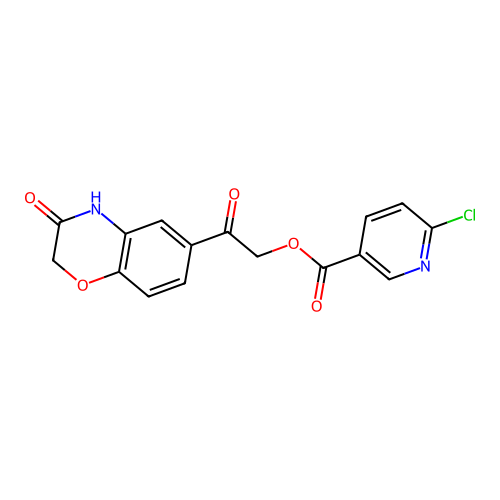 [2-oxo-2-(3-oxo-4H-1,4-benzoxazin-6-yl)ethyl] 6-chloropyridine-3-carboxylate structure