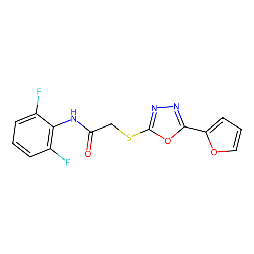 N-(2,6-difluorophenyl)-2-[[5-(furan-2-yl)-1,3,4-oxadiazol-2-yl]sulfanyl]acetamide structure
