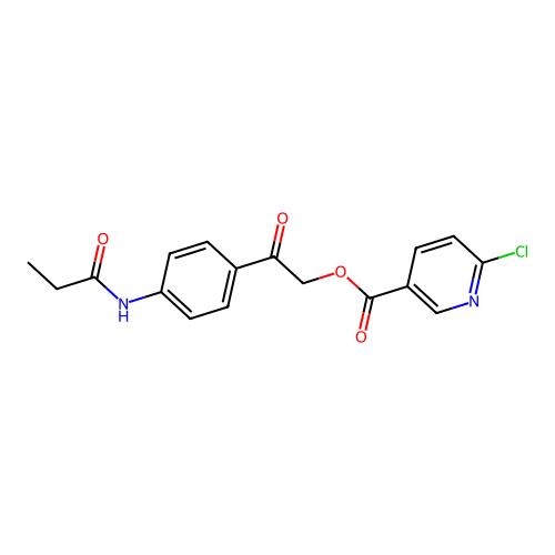 [2-Oxo-2-[4-(propanoylamino)phenyl]ethyl] 6-chloropyridine-3-carboxylate structure