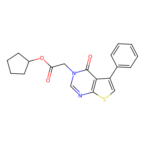 Thieno(2,3-d)pyrimidine-3(4H)-acetic acid, 4-oxo-5-phenyl-, cyclopentyl ester structure