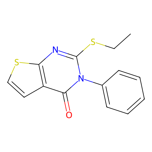 2-Ethylsulfanyl-3-phenylthieno[2,3-d]pyrimidin-4-one structure
