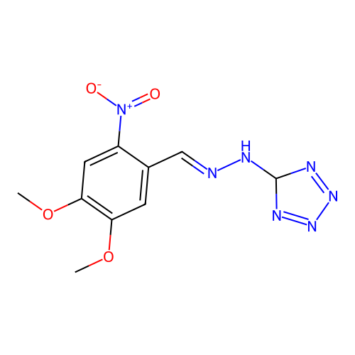 N-[(4,5-dimethoxy-2-nitrophenyl)methylideneamino]-5H-tetrazol-5-amine structure