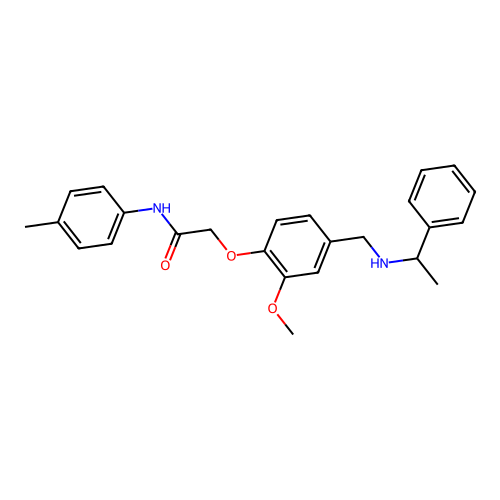 2-[2-methoxy-4-[(1-phenylethylamino)methyl]phenoxy]-N-(4-methylphenyl)acetamide structure