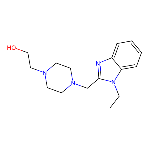 2-{4-[(1-ethyl-1H-benzimidazol-2-yl)methyl]-1-piperazinyl}ethanol structure