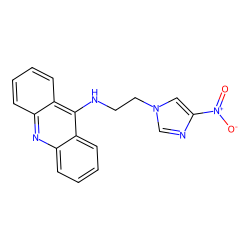 9-[(2-{4-nitro-1H-imidazol-1-yl}ethyl)amino]acridine structure