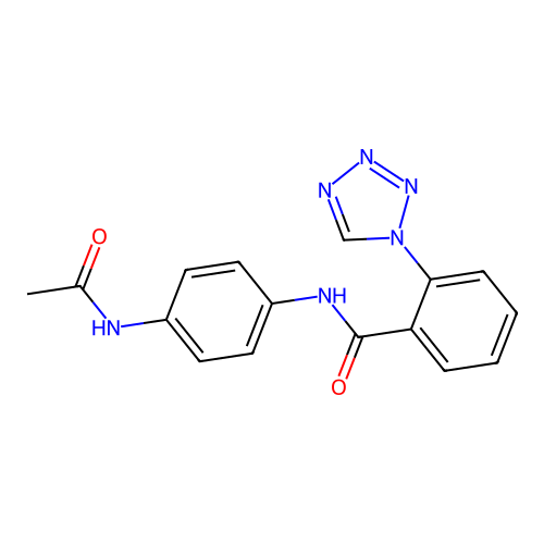 N-[4-(acetylamino)phenyl]-2-(1H-tetrazol-1-yl)benzamide structure