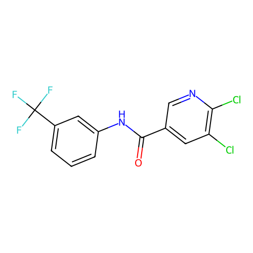 5,6-dichloro-N-[3-(trifluoromethyl)phenyl]pyridine-3-carboxamide structure