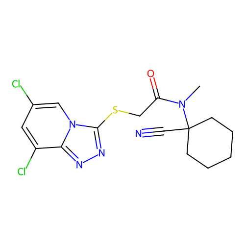 N-(1-cyanocyclohexyl)-2-({6,8-dichloro-[1,2,4]triazolo[4,3-a]pyridin-3-yl}sulfanyl)-N-methylacetamide structure