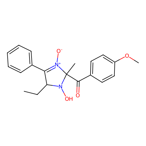 5-ethyl-1-hydroxy-2-(4-methoxybenzoyl)-2-methyl-4-phenyl-2,5-dihydro-1H-imidazole 3-oxide structure