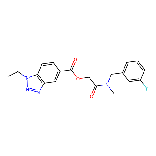 [2-[(3-fluorophenyl)methyl-methylamino]-2-oxoethyl] 1-ethylbenzotriazole-5-carboxylate structure