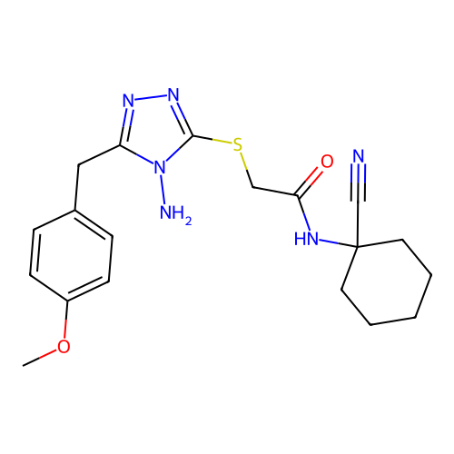 2-({4-amino-5-[(4-methoxyphenyl)methyl]-4H-1,2,4-triazol-3-yl}sulfanyl)-N-(1-cyanocyclohexyl)acetamide structure