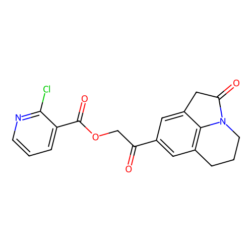 [2-Oxo-2-(2-oxo-1-azatricyclo[6.3.1.04,12]dodeca-4,6,8(12)-trien-6-yl)ethyl] 2-chloropyridine-3-carboxylate structure