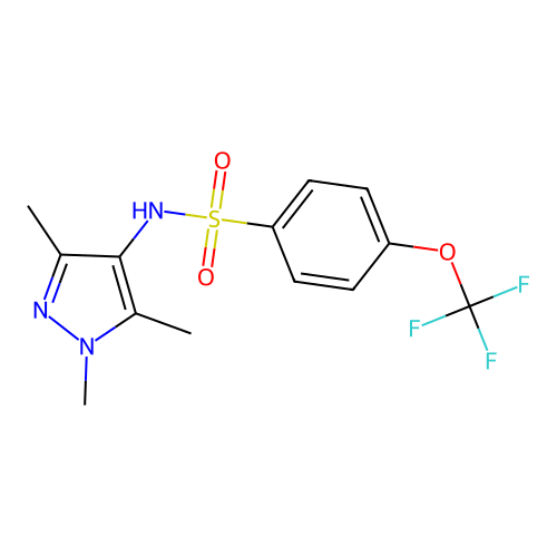 4-(trifluoromethoxy)-N-(1,3,5-trimethyl-1H-pyrazol-4-yl)benzene-1-sulfonamide structure