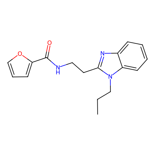 N-[2-(1-propylbenzimidazol-2-yl)ethyl]furan-2-carboxamide structure