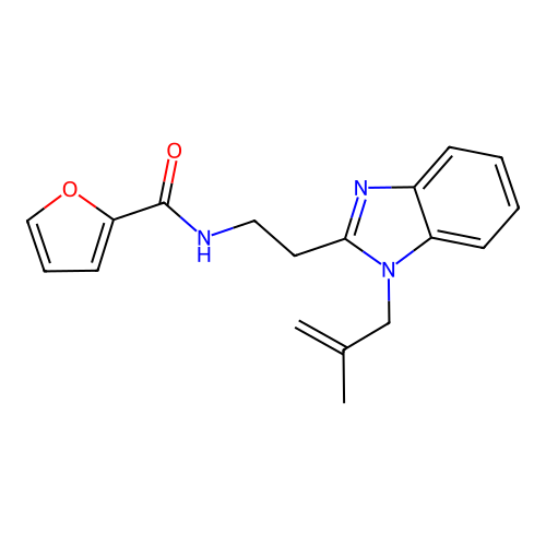 N-[2-[1-(2-methylprop-2-enyl)benzimidazol-2-yl]ethyl]furan-2-carboxamide structure