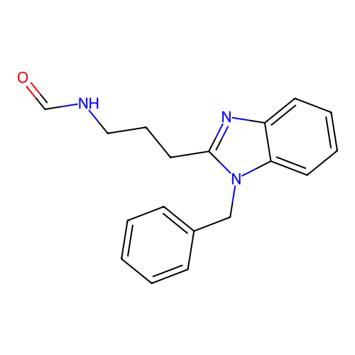 N-[3-(1-benzylbenzimidazol-2-yl)propyl]formamide structure