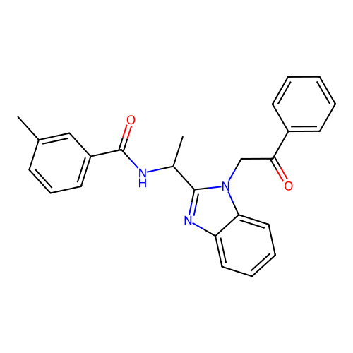 3-methyl-N-(1-(1-(2-oxo-2-phenylethyl)-1H-benzo[d]imidazol-2-yl)ethyl)benzamide structure