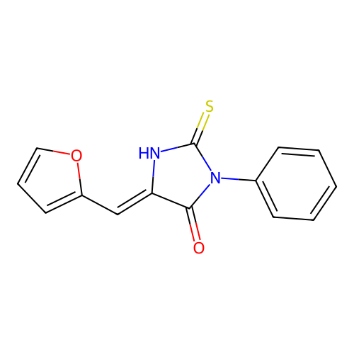 (5Z)-5-(furan-2-ylmethylidene)-3-phenyl-2-thioxoimidazolidin-4-one structure