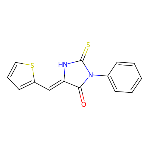 3-Phenyl-5-(2-thienylmethylene)-2-thioxo-4-imidazolidinone structure
