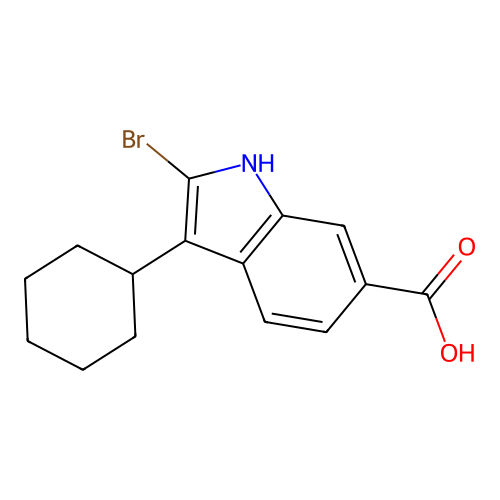 2-bromo-3-cyclohexyl-1H-indole-6-carboxylic acid structure