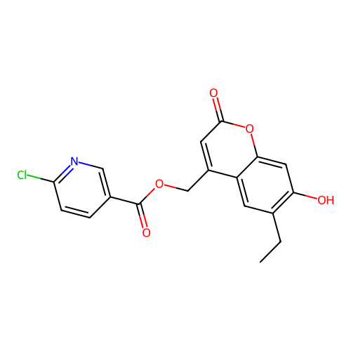 (6-Ethyl-7-hydroxy-2-oxochromen-4-yl)methyl 6-chloropyridine-3-carboxylate structure
