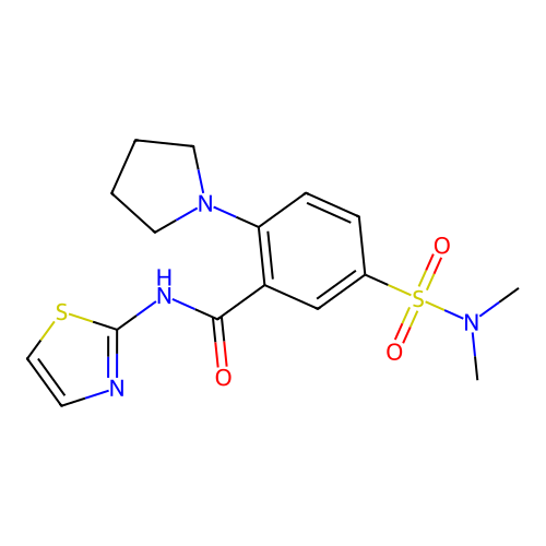 5-(dimethylsulfamoyl)-2-pyrrolidin-1-yl-N-(1,3-thiazol-2-yl)benzamide structure