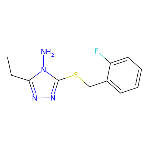 3-Ethyl-5-[(2-fluorophenyl)methylsulfanyl]-1,2,4-triazol-4-amine structure