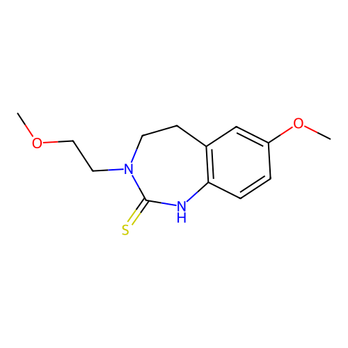 2H-1,3-Benzodiazepine-2-thione, 1,3,4,5-tetrahydro-7-methoxy-3-(2-methoxyethyl)- structure