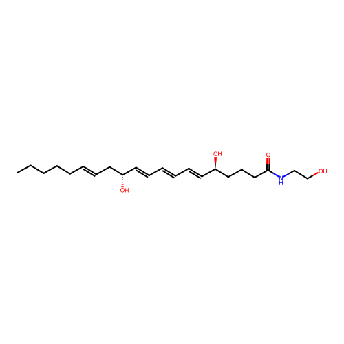 (5S,12R)-5,12-dihydroxy-N-(2-hydroxyethyl)icosa-6,8,10,14-tetraenamide structure