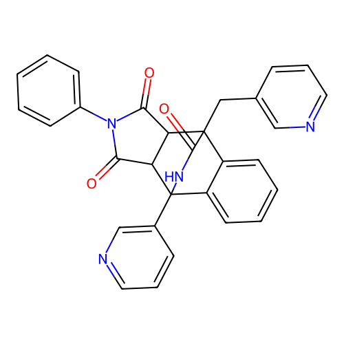 11-Phenyl-1-pyridin-3-yl-8-(pyridin-3-ylmethyl)-11,14-diazatetracyclo[6.5.2.02,7.09,13]pentadeca-2,4,6-triene-10,12,15-trione structure