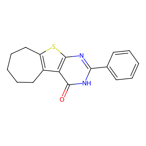 4H-Cyclohepta(4,5)thieno(2,3-d)pyrimidin-4-one, 1,5,6,7,8,9-hexahydro-2-phenyl- structure
