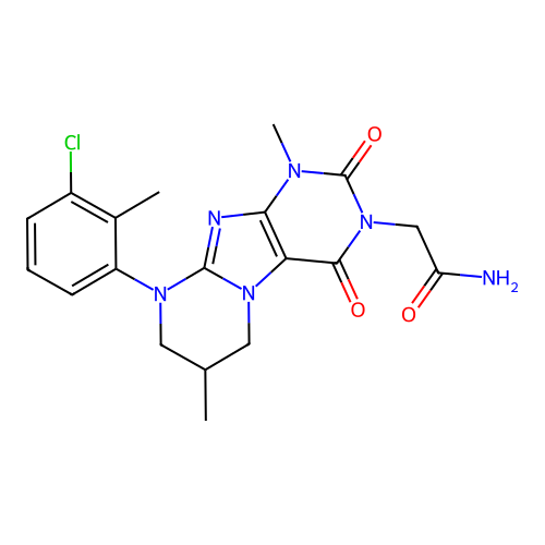 2-[9-(3-chloro-2-methylphenyl)-1,7-dimethyl-2,4-dioxo-7,8-dihydro-6H-purino[7,8-a]pyrimidin-3-yl]acetamide structure