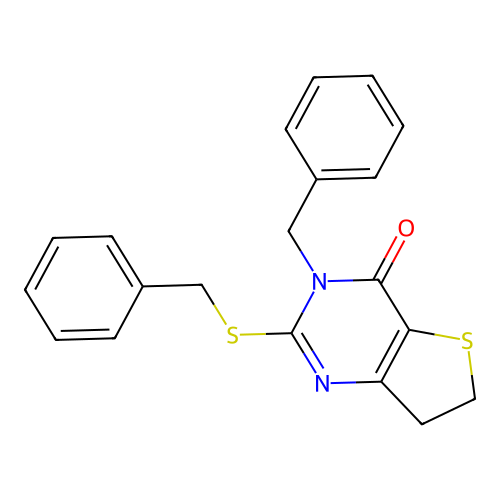 3-Benzyl-2-benzylsulfanyl-6,7-dihydrothieno[3,2-d]pyrimidin-4-one structure