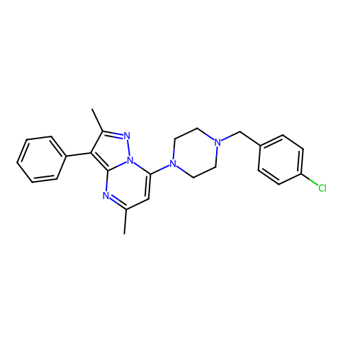 7-(4-(4-chlorobenzyl)piperazin-1-yl)-2,5-dimethyl-3-phenylpyrazolo[1,5-a]pyrimidine structure