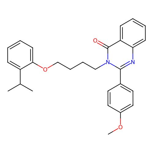 2-(4-methoxyphenyl)-3-{4-[2-(propan-2-yl)phenoxy]butyl}quinazolin-4(3H)-one structure