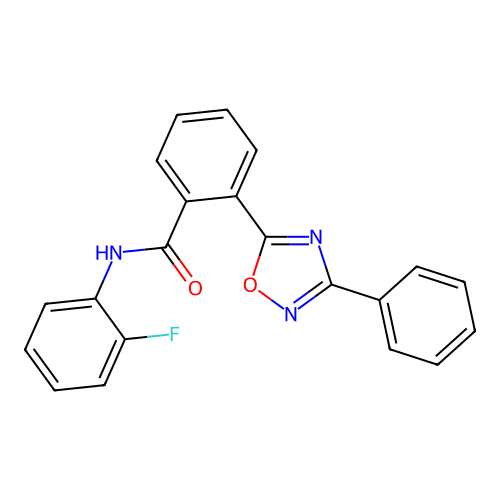 N-(2-fluorophenyl)-2-(3-phenyl-1,2,4-oxadiazol-5-yl)benzamide structure