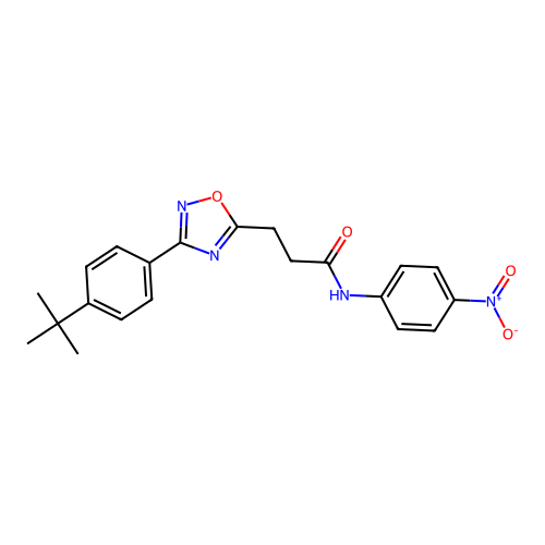 3-[3-(4-tert-butylphenyl)-1,2,4-oxadiazol-5-yl]-N-(4-nitrophenyl)propanamide structure