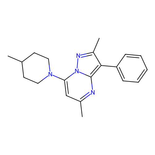 2,5-Dimethyl-7-(4-methylpiperidin-1-yl)-3-phenylpyrazolo[1,5-a]pyrimidine structure