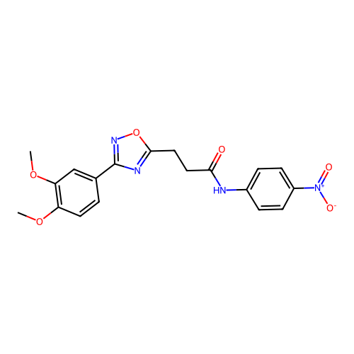 3-[3-(3,4-dimethoxyphenyl)-1,2,4-oxadiazol-5-yl]-N-(4-nitrophenyl)propanamide structure