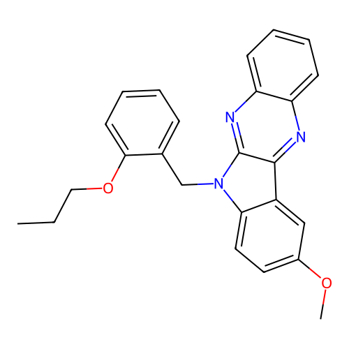 9-methoxy-6-(2-propoxybenzyl)-6H-indolo[2,3-b]quinoxaline structure