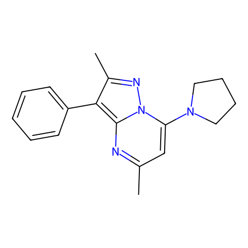 2,5-Dimethyl-3-phenyl-7-(pyrrolidin-1-yl)pyrazolo[1,5-a]pyrimidine structure
