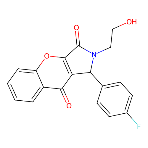 1-(4-fluorophenyl)-2-(2-hydroxyethyl)-1,2-dihydrochromeno[2,3-c]pyrrole-3,9-dione structure
