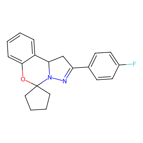2-(4-FLUOROPHENYL)-1,10B-DIHYDROSPIRO[BENZO[E]PYRAZOLO[1,5-C][1,3]OXAZINE-5,1'-CYCLOPENTANE] structure