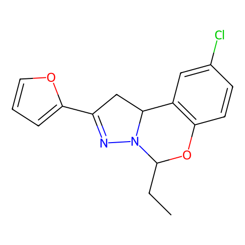 9-Chloro-5-ethyl-2-(furan-2-yl)-1,10b-dihydropyrazolo[1,5-c][1,3]benzoxazine structure
