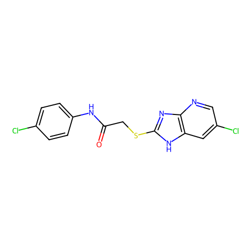 2-[(6-chloro-1H-imidazo[4,5-b]pyridin-2-yl)sulfanyl]-N-(4-chlorophenyl)acetamide structure