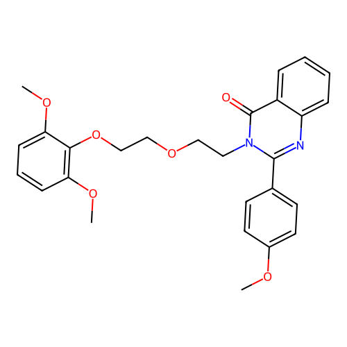 3-[2-[2-(2,6-dimethoxyphenoxy)ethoxy]ethyl]-2-(4-methoxyphenyl)quinazolin-4-one structure