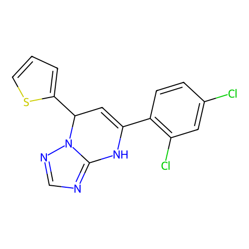 5-(2,4-dichlorophenyl)-7-(thiophen-2-yl)-4,7-dihydro-[1,2,4]triazolo[1,5-a]pyrimidine structure